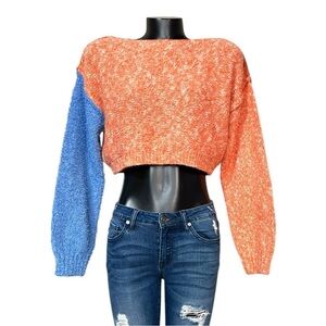 Absolutely Creative Worldwide Orange and Blue Crew Neck Sweater
